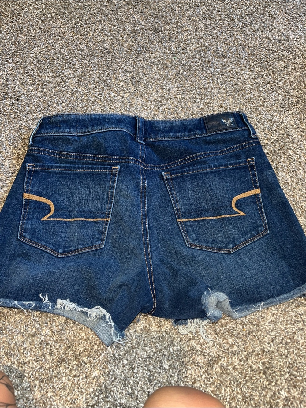 American Eagle Outfitters Dark Blue Distressed Cutoff Jean Shorts - Picture 4 of 4